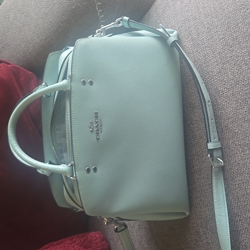 Coach Lillie Carryall Signature Satchel Handbag in Light Teal💙